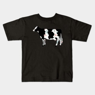 Watercolor Cactus Dairy Cow Silhouette  - NOT FOR RESALE WITHOUT PERMISSION Kids T-Shirt